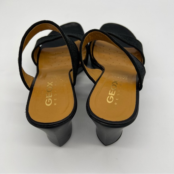 Geox Respira Leather Wedge Slide Sandals Black Slip-On Women 10 US Comfort - Picture 14 of 14